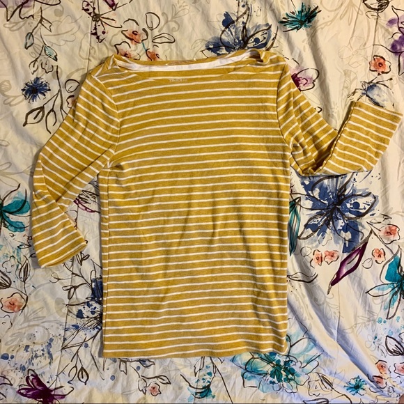 Time and Tru Tops - Yellow Striped 3/4 Sleeve Top